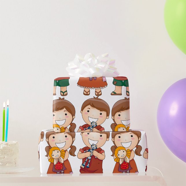 Children With Toys Wrapping Paper (Creator Uploaded)
