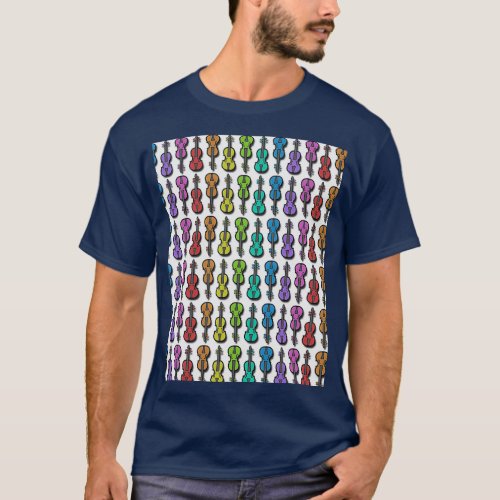 Childrenamp39s TwoSet Violin 3D Rainbow Pattern Wh T_Shirt