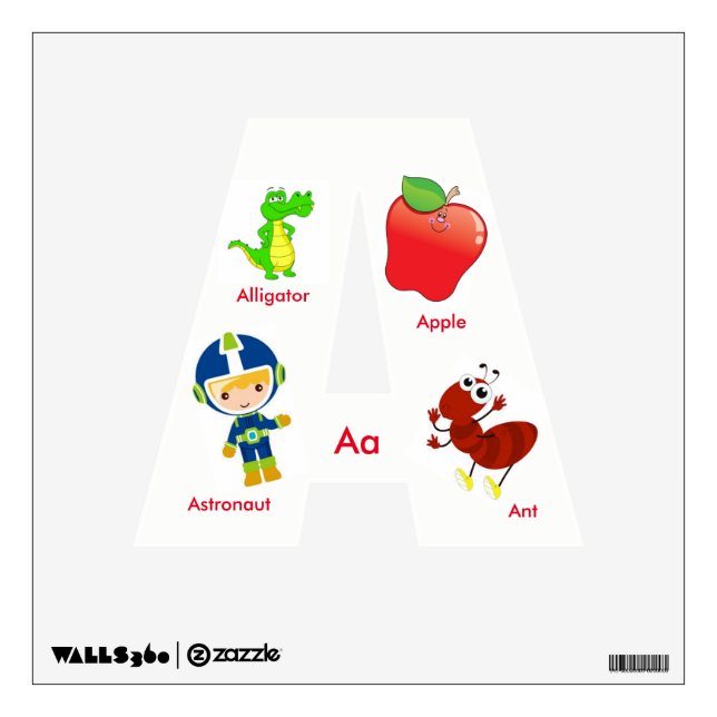 Childrens' ABC Square Wall Decal Letter A (Front)
