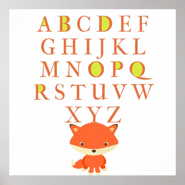 Children's ABCs With Cute Fox Poster (Front)