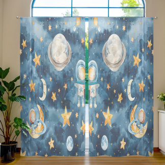 Children's adventure in a dreamy night sky sheer curtains