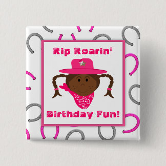 Children's African American Cowgirl Party Favor Button