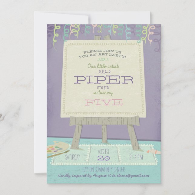 Childrens Art Birthday Party Invitation (Front)