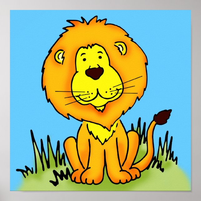 Children's art graphic lion animal poster (Front)