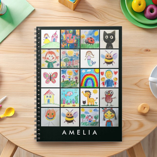Children's Art Keepsake 20 Drawings Collage Notebook (Turn your child’s precious drawings into a cherished keepsake with this personalized notebook.)