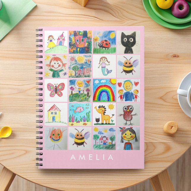 Children's Art Keepsake 20 Drawings Collage Notebook (Turn your child’s precious drawings into a cherished keepsake with this personalized notebook.)