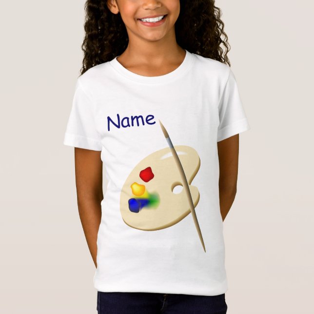 Childrens Artist Palette Girls Pink Baby Doll T T-Shirt (Front)