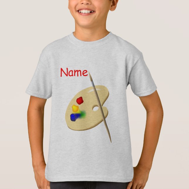 Childrens Artist Palette Kids Grey T-shirt (Front)