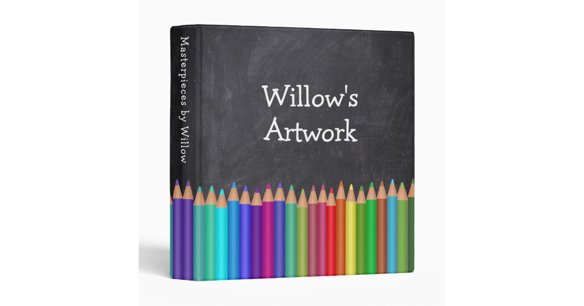 Children #39 s Artwork Artist Keepsake Chalkboard 3 Ring Binder Zazzle