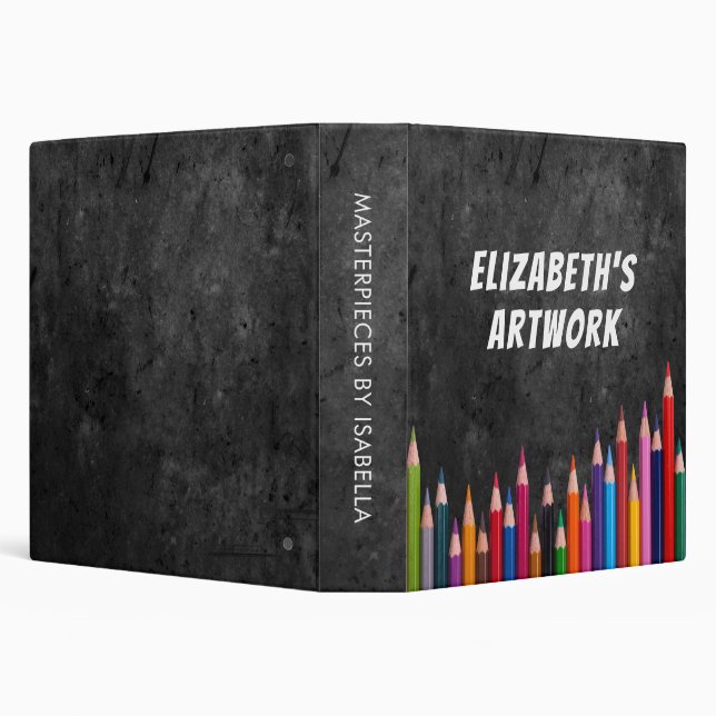 Children's Artwork Artist Keepsake Chalkboard  3 Ring Binder (Background)