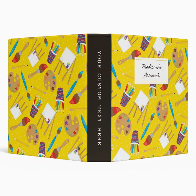 Children's Artwork Artist Keepsake Yellow Kids 3 Ring Binder (Background)