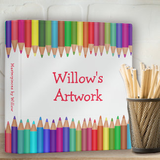 Children's Artwork Artist Pencils Keepsake 3 Ring Binder
