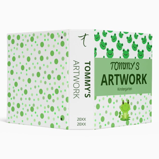 Children's Artwork Frog Theme Art Keepsake 3 Ring Binder (Background)