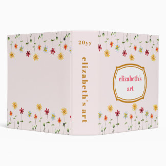 Children's Artwork Keepsake Whimsical Flowers Girl 3 Ring Binder