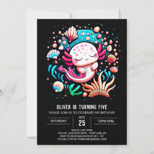 Children's Axolotl Whimsical Birthday Invitation