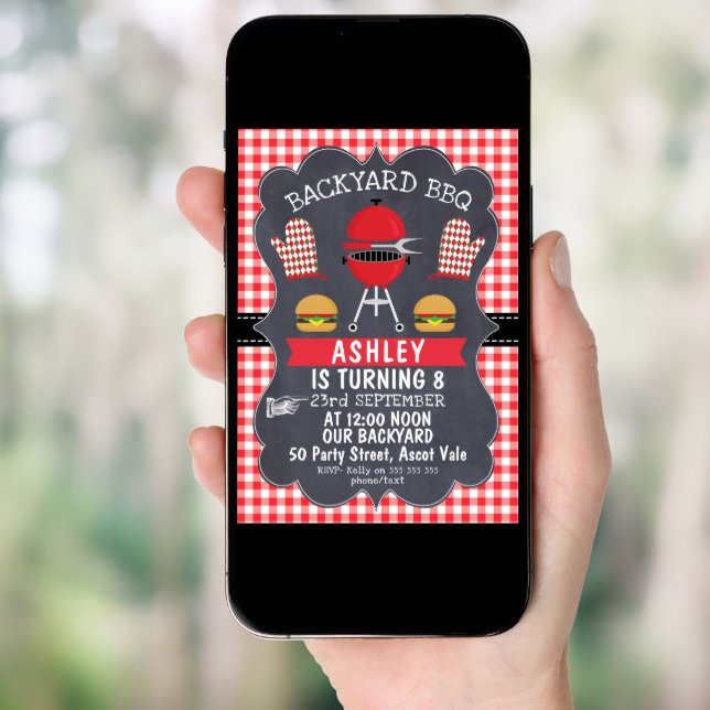Children's BBQ Birthday Invitation (Front Digital)