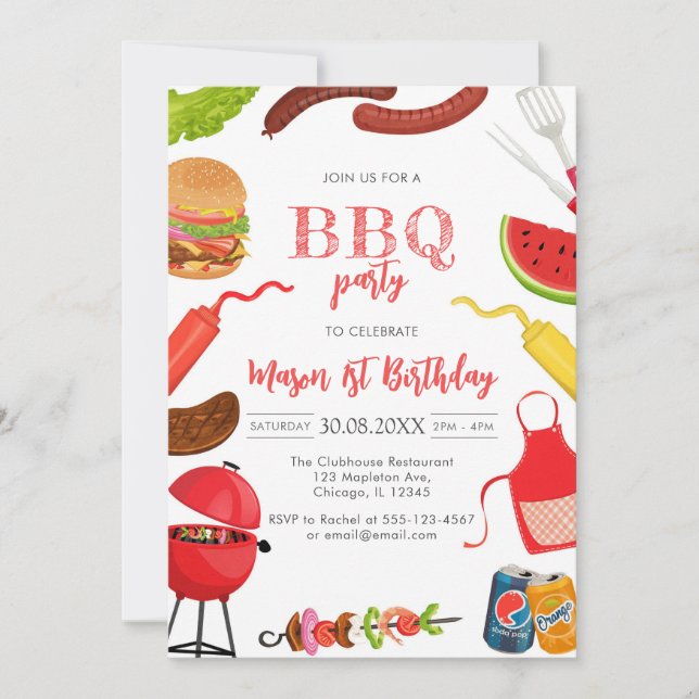 Children's BBQ Birthday Invitation (Front)