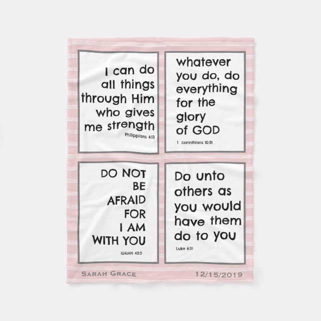 Children's Bible Verses, Customize Fleece Blanket (Front)