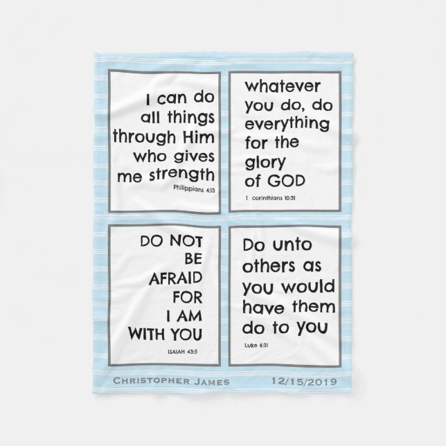 Children's Bible Verses, Customize Fleece Blanket (Front)