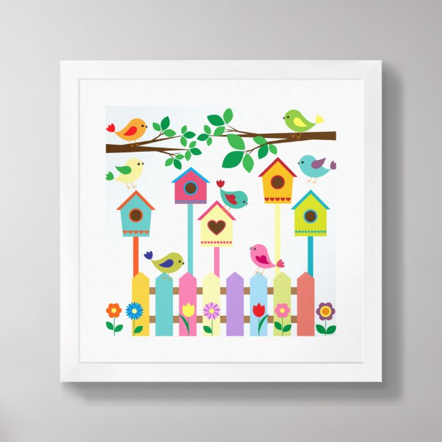 Childrens Birds Birdhouse Scenery Framed Art (Framed Front)