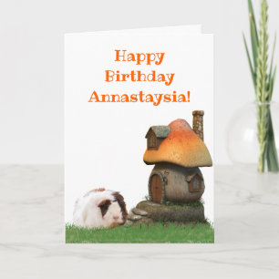 Children's Birthday Guinea Pig Mushroom House Card