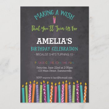 Children's Birthday Invitation (candles) by KarisGraphicDesign at Zazzle