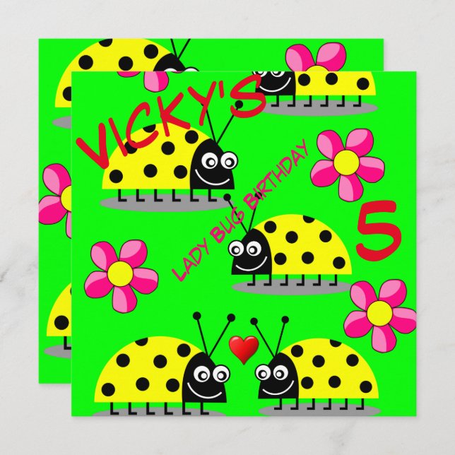 childrens birthday invitation cards (Front/Back)