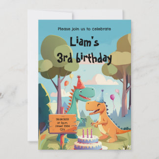 Children's Birthday Invitation Dinos Dinosaur