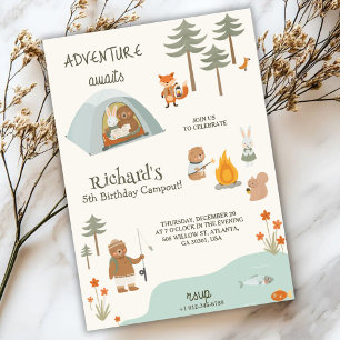 Children's birthday Invitation in camping vibes
