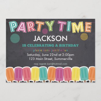 Children's Birthday Invitation - Party Time by KarisGraphicDesign at Zazzle