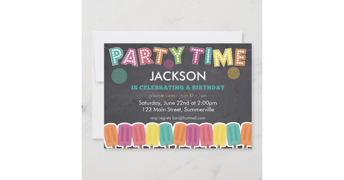 Children's Birthday Invitation - Party Time | Zazzle
