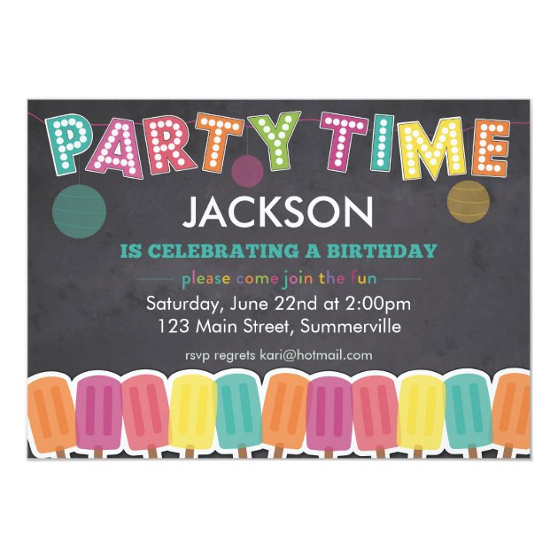 Children's Birthday Invitation - Party Time