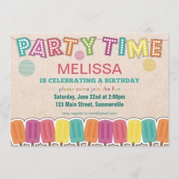 Children's Birthday Invitation - Party Time by KarisGraphicDesign at Zazzle