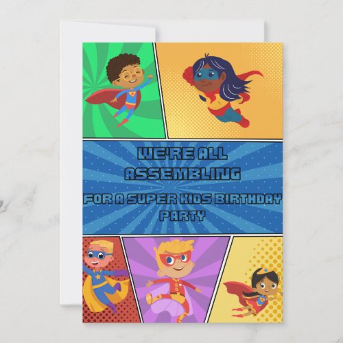 Childrens Birthday Invitation Superheroes Assemble