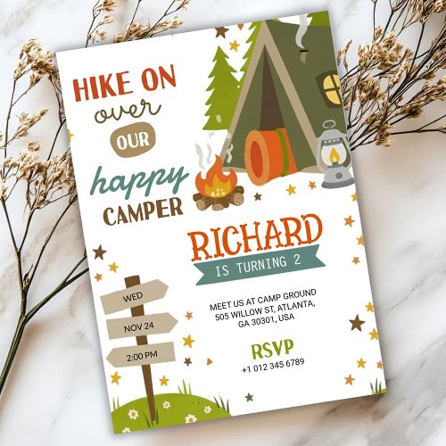 Children's Birthday Invitation with camping vibes