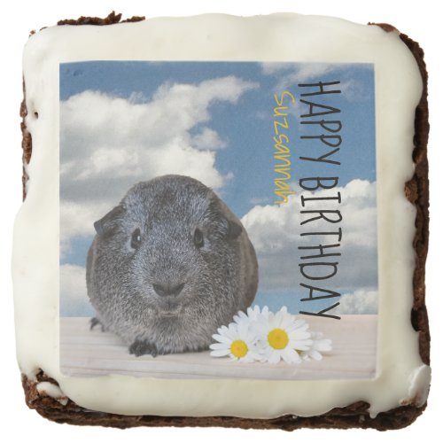 Childrens Birthday Party Daisies Gray Guinea Pig Brownie