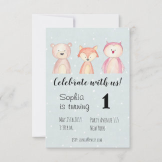 Children's Birthday Party Invitation Animals Water