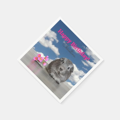 Children's Birthday Party Pink Flowers Guinea Pig Napkins Zazzle