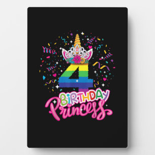 Children's Birthday Party Princess Unicorn 4th Bir Plaque