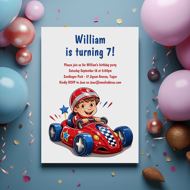 Childrens Birthday Party Race Car Invitation (Creator Uploaded)