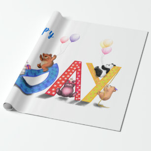 Children's Birthday Wrapping Paper Cute Bears