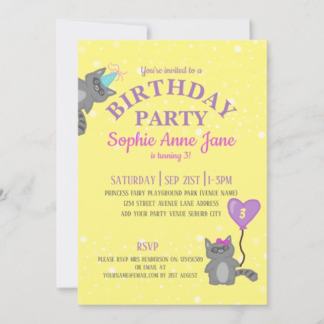 Children's Birthday Yellow Invitation (Front)