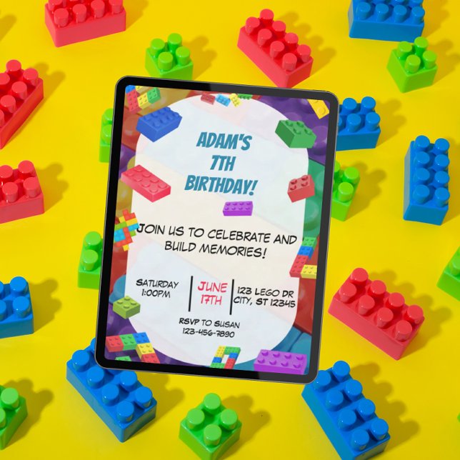 Children's blocks birthday party  invitation (Creator Uploaded)