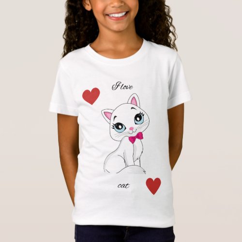 Childrens blouse Kitty Girls Shirt T_Shirt