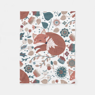 Childrens Boho Style Fox Fleece Blanket