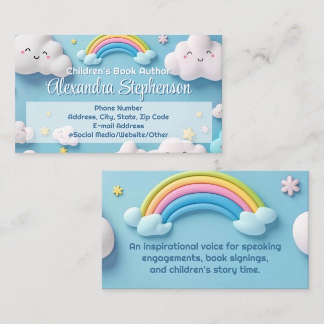 Childrens Book Author Librarian Kids Teacher Cloud Business Card (Front/Back)