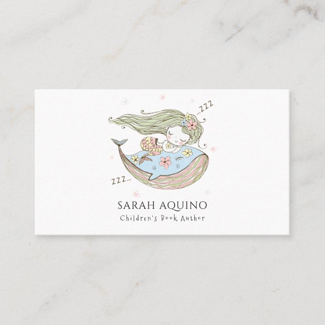 Children's Book author Mermaid Whale Business Card (Front)