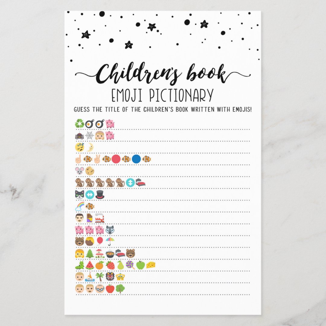 Children's Book Emoji Pictionary with Answers game | Zazzle