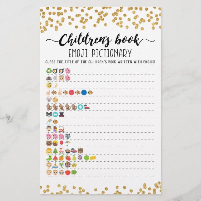 Children's Book Emoji Pictionary with Answers game (Front)