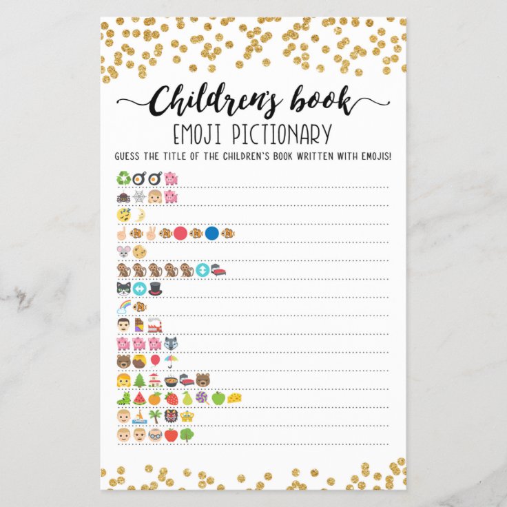Children's Book Emoji Pictionary with Answers game Zazzle